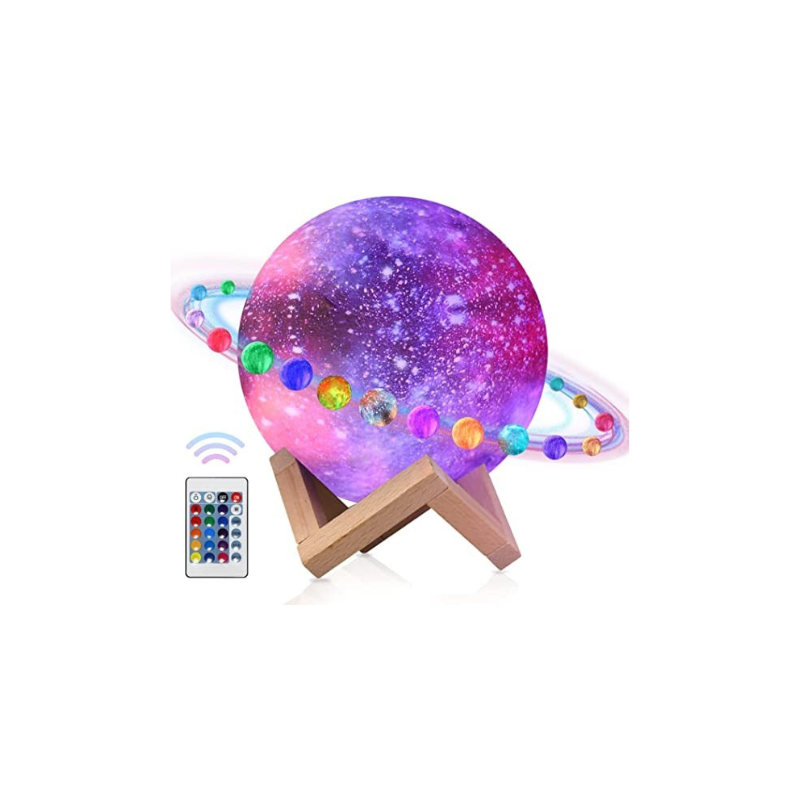 Gesto 3D Galaxy Moon Night Lamp with Rechargeable Battery | Touch & Remote Control |16 Colors Led Light | for Bedroom,Living Room,Kids,Home Decor(15Cm)