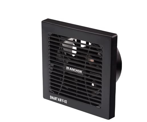 anchor by panasonic Smart Air Pipe Series V02 150mm Exhaust Fan | Exhaust Fan for Bathroom | Exhaust Fan for Kitchen, Office | Black (14036BK)