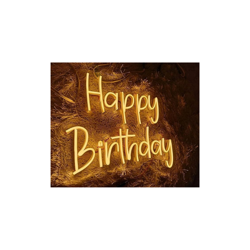 BUBBLE BEE WAFFLES & TEA Happy Birthday 16 * 12 inches Neon Sign/Lights Neon LED Light, Decorative Light for Room, Bedroom, Party and Bar