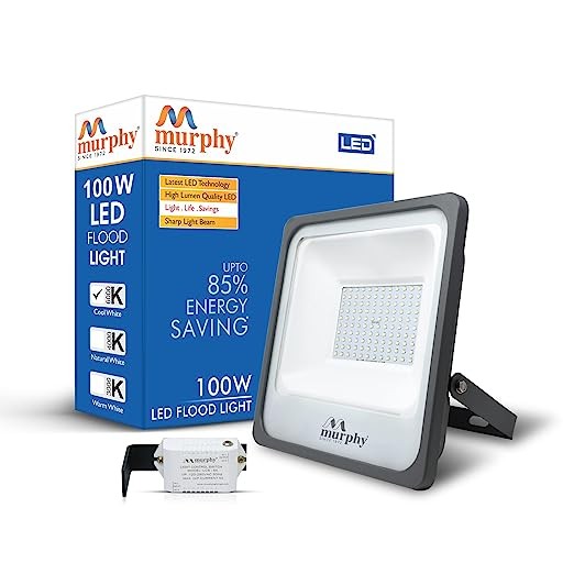 Murphy 100W LED Waterproof with Auto ON/Off Day Night Light Sensor Flood Light (Aluminium)