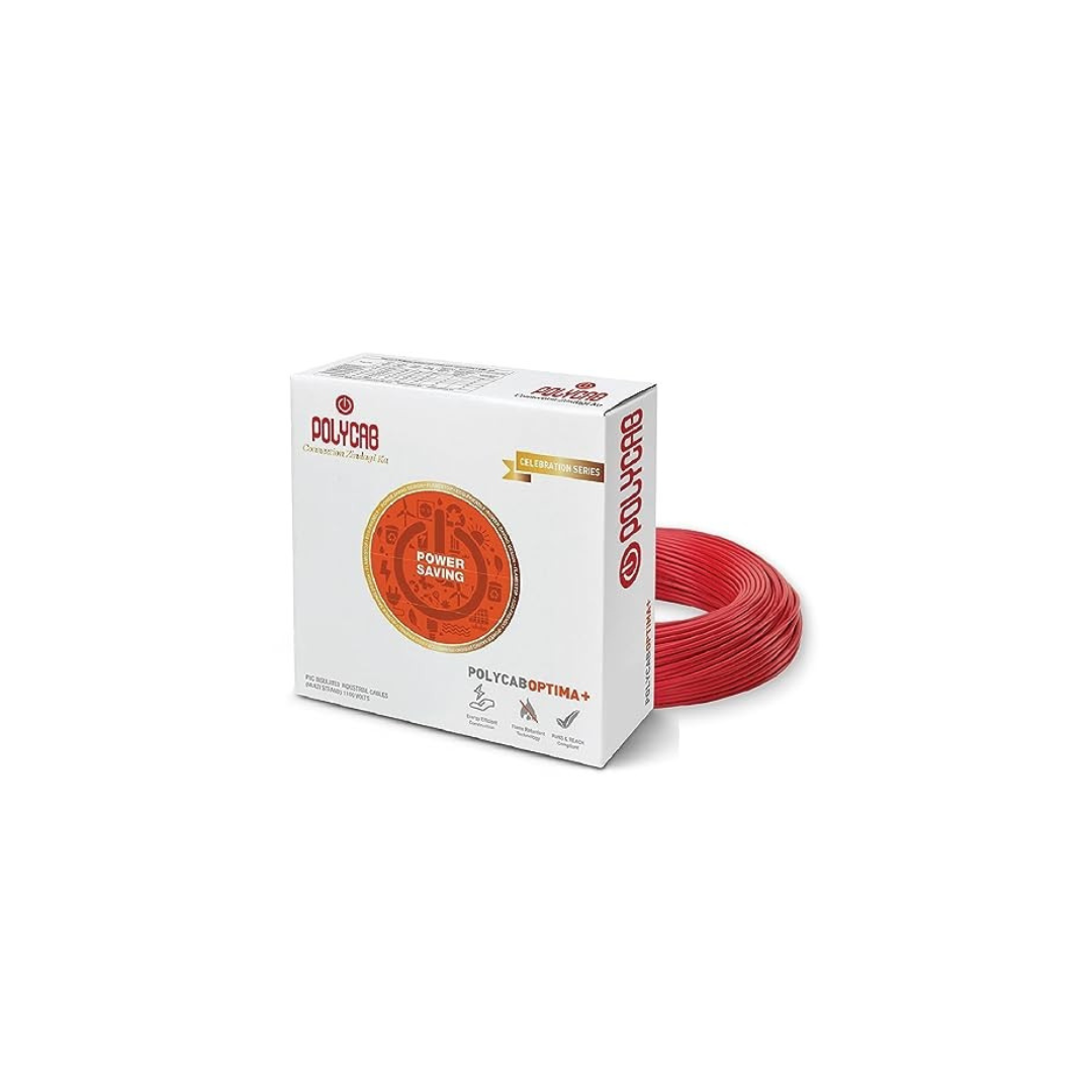 Polycab Optima Plus FR-LF 2.5 SQ-MM, 90 Meters PVC Insulated Copper Wire Single Core Flexible House Cable for Domestic & Industrial Connections Electric Wire (Red)