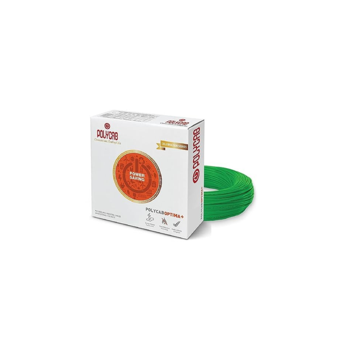 Polycab Optima Plus FR-LF 1 SQ-MM, 90 Meters PVC Insulated Copper Wire Single Core Flexible House Cable for Domestic & Industrial Connections Electric Wire (Green)