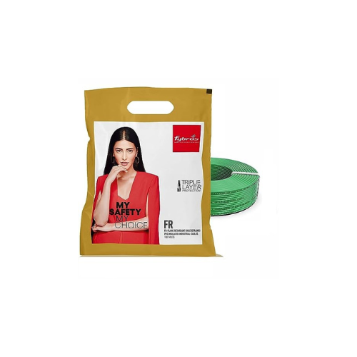 Fybros PVC Insulated 0.75 Sq Mm Wire| Multistrands FR Green Copper Wires & Cables| Cables For wiring | 0.75 Sq Mm sqmm Green wire 45 meter| Industrial Wire Cable| Electrical Wire