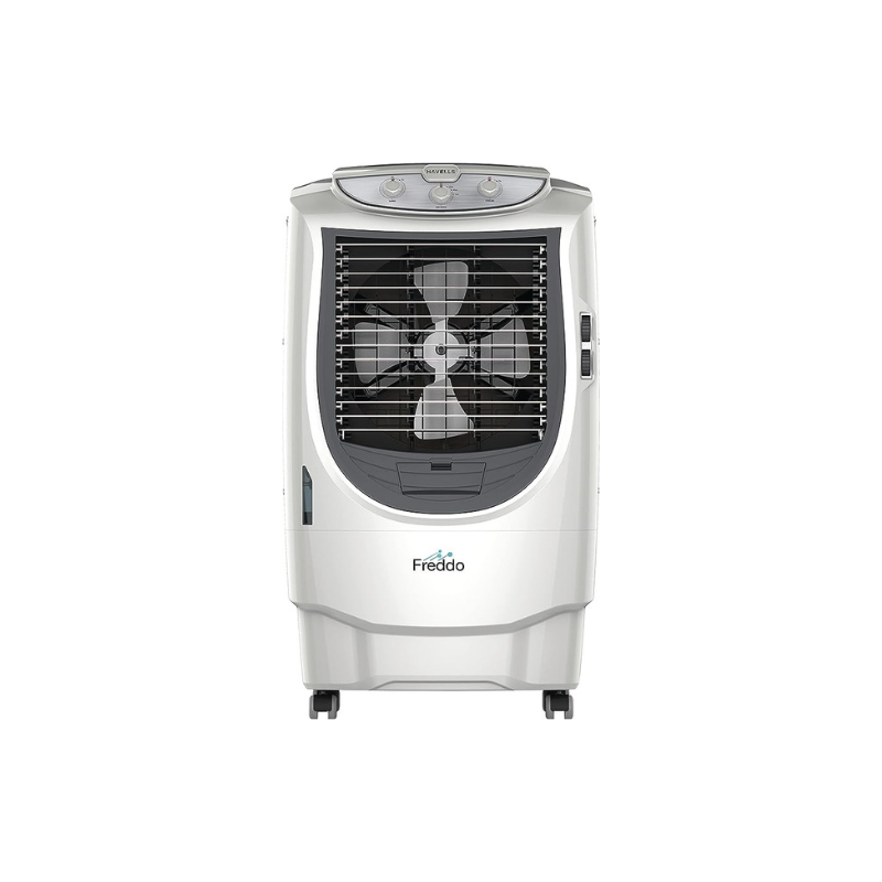 Havells Freddo 70 Litres Desert Air Cooler with Honeycomb Pads, Powerful Air-Delivery, Humidity Control, Auto Drain (70L, White & Grey)