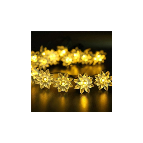 PESCA Lotus Flower String Lights for Indoor Outdoor Decoration Diwali Light for Party Birthday Diwali Christmas Navratri Valentine Gift Home Decoration Light (4 Meter 25 LED, Warm White)