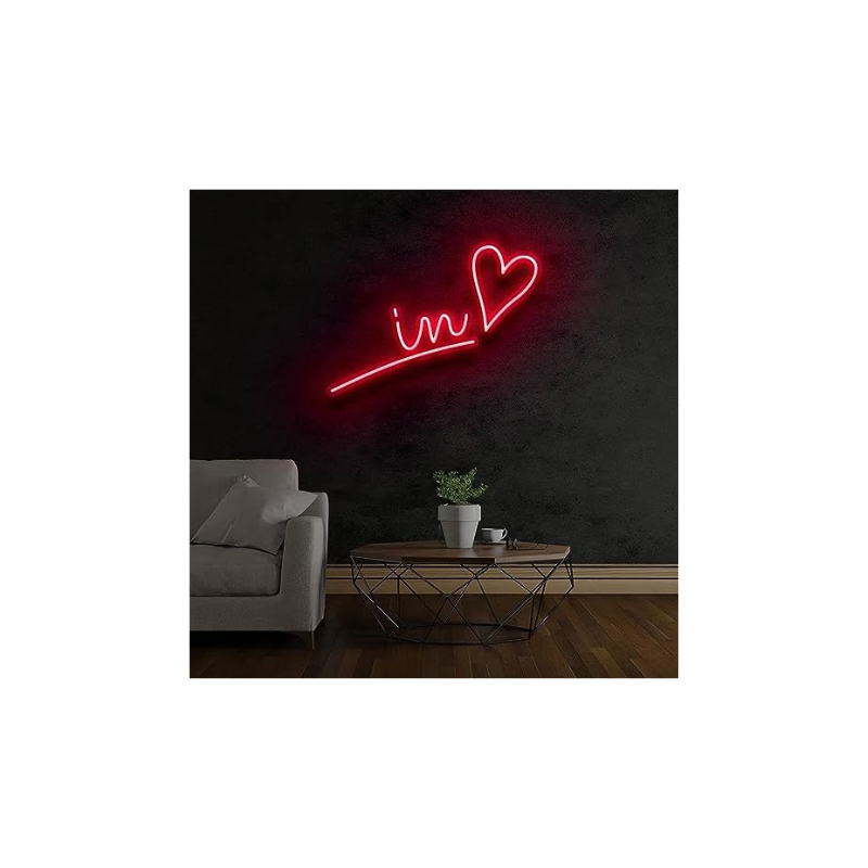 In Love LED Neon Signs for Wall Decor, Heart Sign Wall Art Decor, Wedding Party Decoration,Decorative for Home Party Living Room,Bedroom, Restaurant,Bar,Pub, Drawing room (12x18 inches)