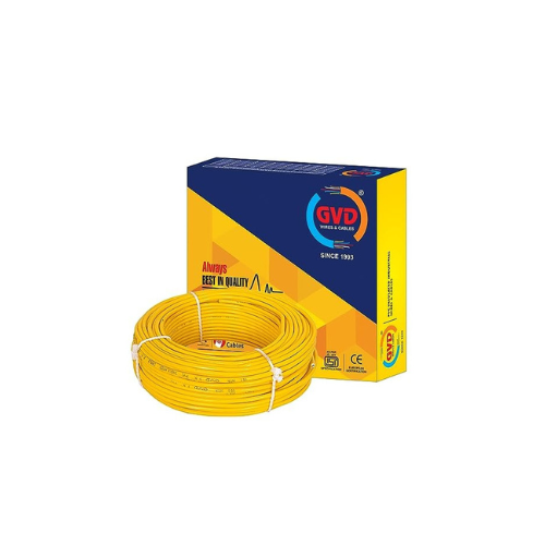 GVD PVC & FR Insulated 2.5mm Yellow Color Single Core Flexible Copper Wires & Cables for Home or Domestic Industrial Electric Wiring, Electric Wire (45Mtr)