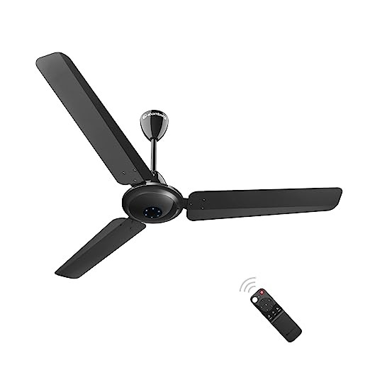 atomberg Ikano 1200mm BLDC Motor 5 Star Rated Classic Ceiling Fans with Remote Control | High Air Delivery Fan with LED Indicators | Upto 65% Energy Saving | 2+1 Year Warranty (Black)