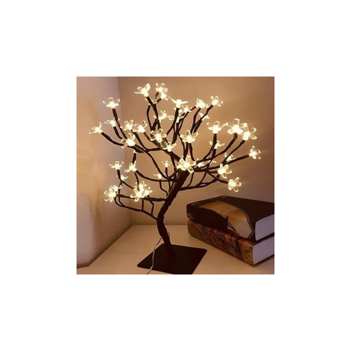 Desidiya LED Cherry Blossoms Bonsai Tree Lamp 18 Inch, 28 LED Silicon Tree Adjustable Branches for Room Decoration Night Light, Corded Electric (Warm White)