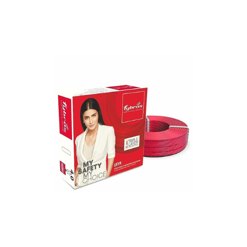 Fybros by Kundan Cab ULTRA FLEXIBLE FR PVC Insulated 4 Sq Mm Wire | UFFR Red Copper Wires & Cables| Cables For wiring | 4 Sq Mm Red wire 90 meter| Industrial Wire Cable| Electrical Wire