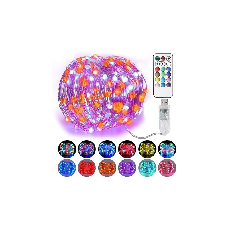 XERGY RGB String Lights - 10Meters 100 LED USB Led String Lights with Remote16 Colors Changing /Fairy String Lights(Resin, USB Powered - 8 Mode (Multicolor))